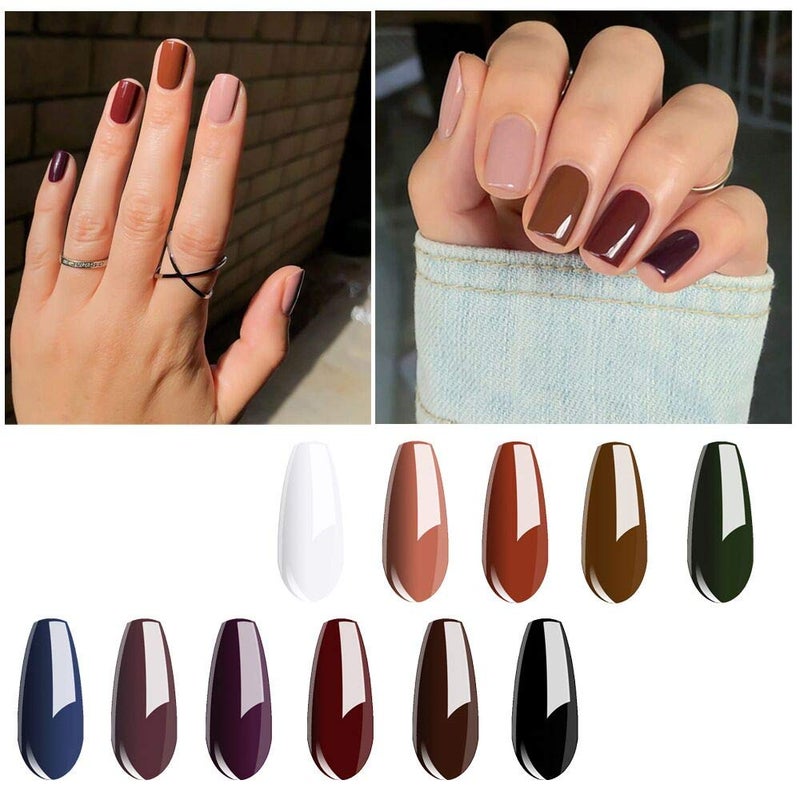 Vishine Fall-Winter Gel Nail Polish Kit 11 Colors Classic Series with Matt Top Coat, 8ml Each Manicure Gift Set - Image 3